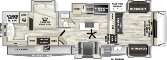 Floor Plan for Sabre Luxury Fifth Wheel